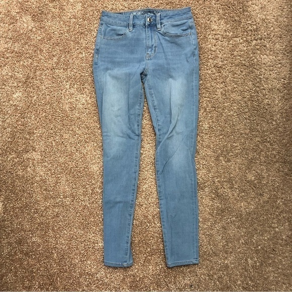 American Eagle Women’s 360 Stretch Hi Rise Jegging Light Blue Size 0‎ Short - Picture 1 of 4